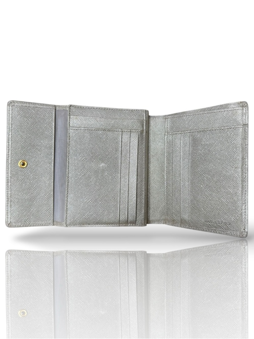 Burberry Silver Embossed Check Fold-Over Wallet - Picture 5 of 11
